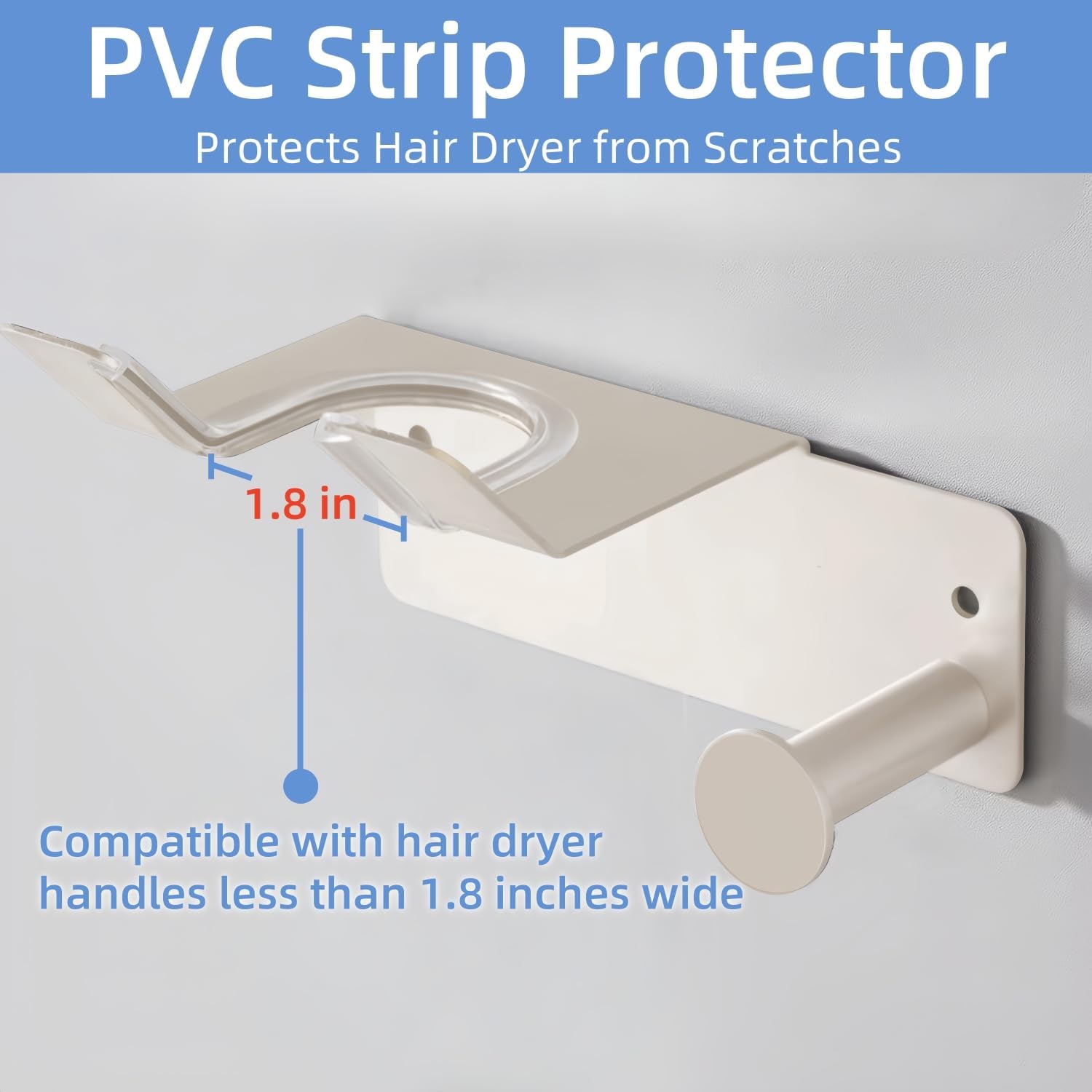 Hair Dryer Holder Stainless Steel, Blow Dryer Holder Self Adhesive, Hair Dryer Holder Wall Mounted Compatible with Dyson, Hairdryer Holder for Bathroom White PTALSEAW - Image 3