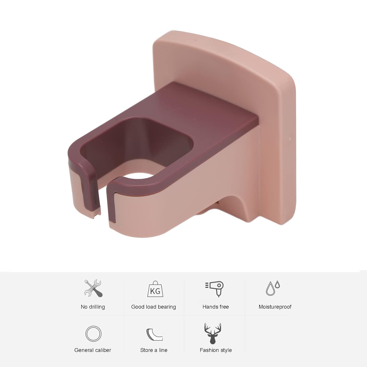 Pink Wall Mounted Hair Dryer Holder with Self Adhesive, Bathroom Organizer for Home and Salon - Image 5