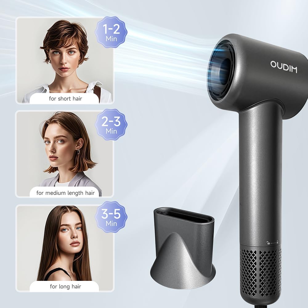 Digital Display 11000RPM High-Speed Hair Dryer 4 Temperature Speed Settings Lightweight Portable - Image 4