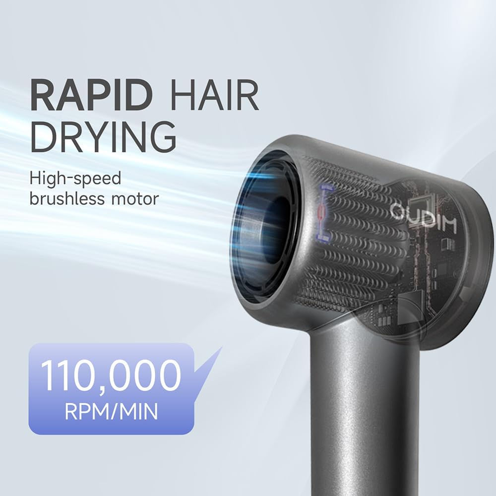 Digital Display 11000RPM High-Speed Hair Dryer 4 Temperature Speed Settings Lightweight Portable - Image 3
