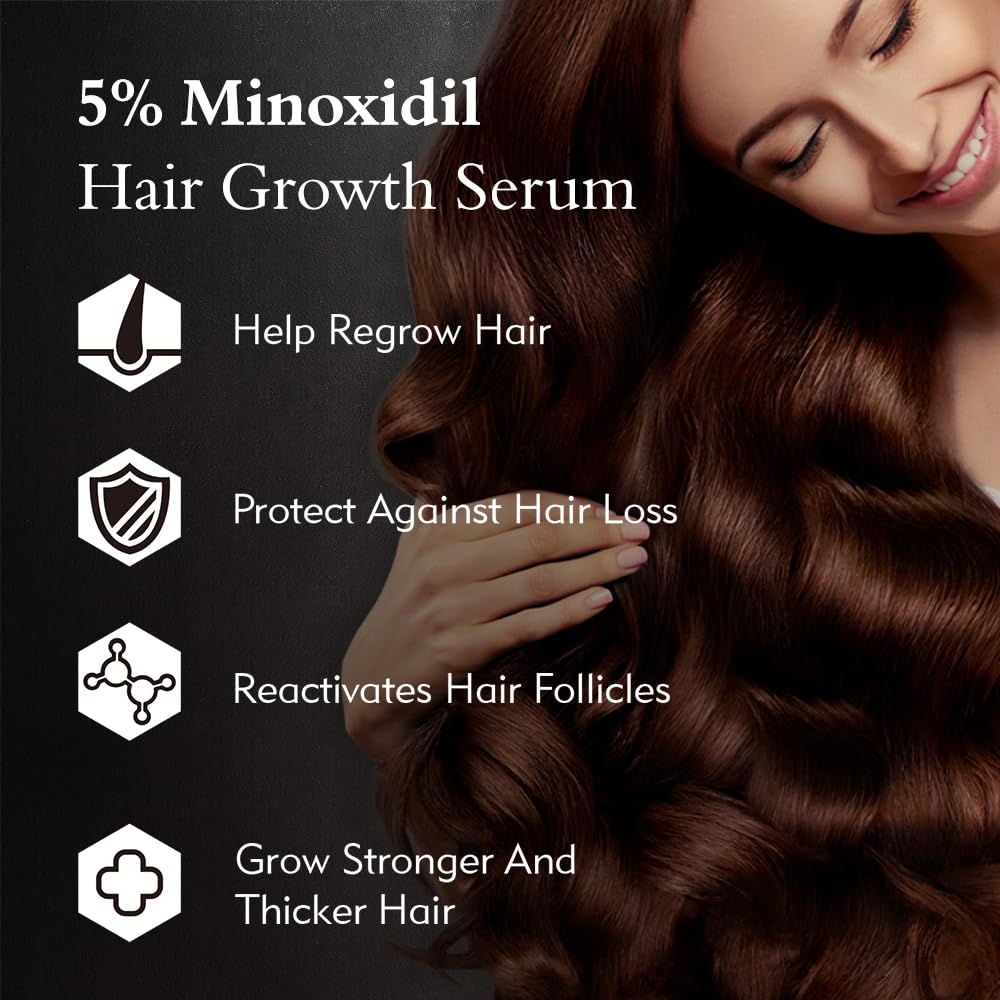 Biotin & 5% Minoxidil Hair Growth Serum Oil for Men & Women, 2.11 fl oz - Image 4