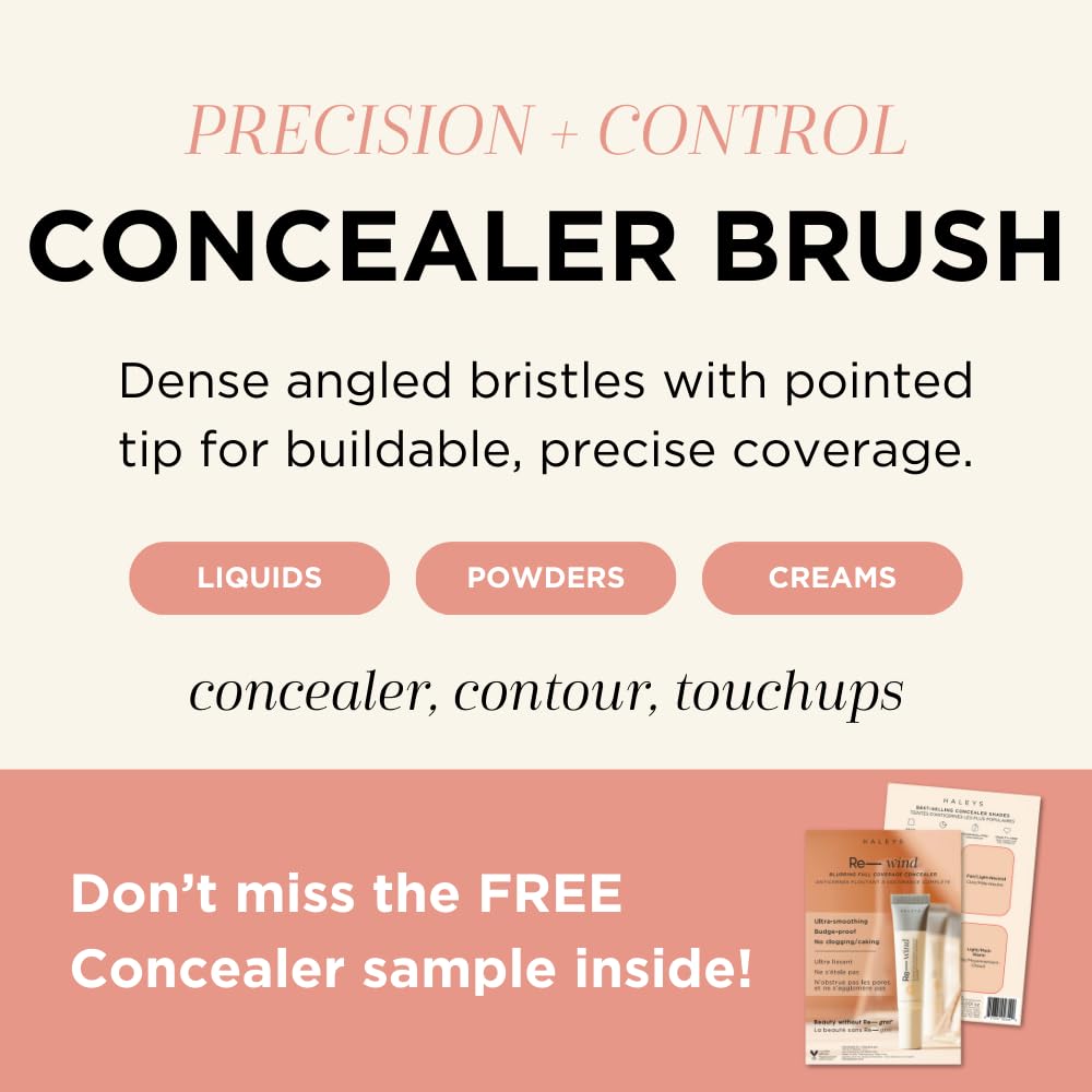 HALEYS Vegan Concealer Brush Sustainable Wood Handle Flawless Blending - Image 2
