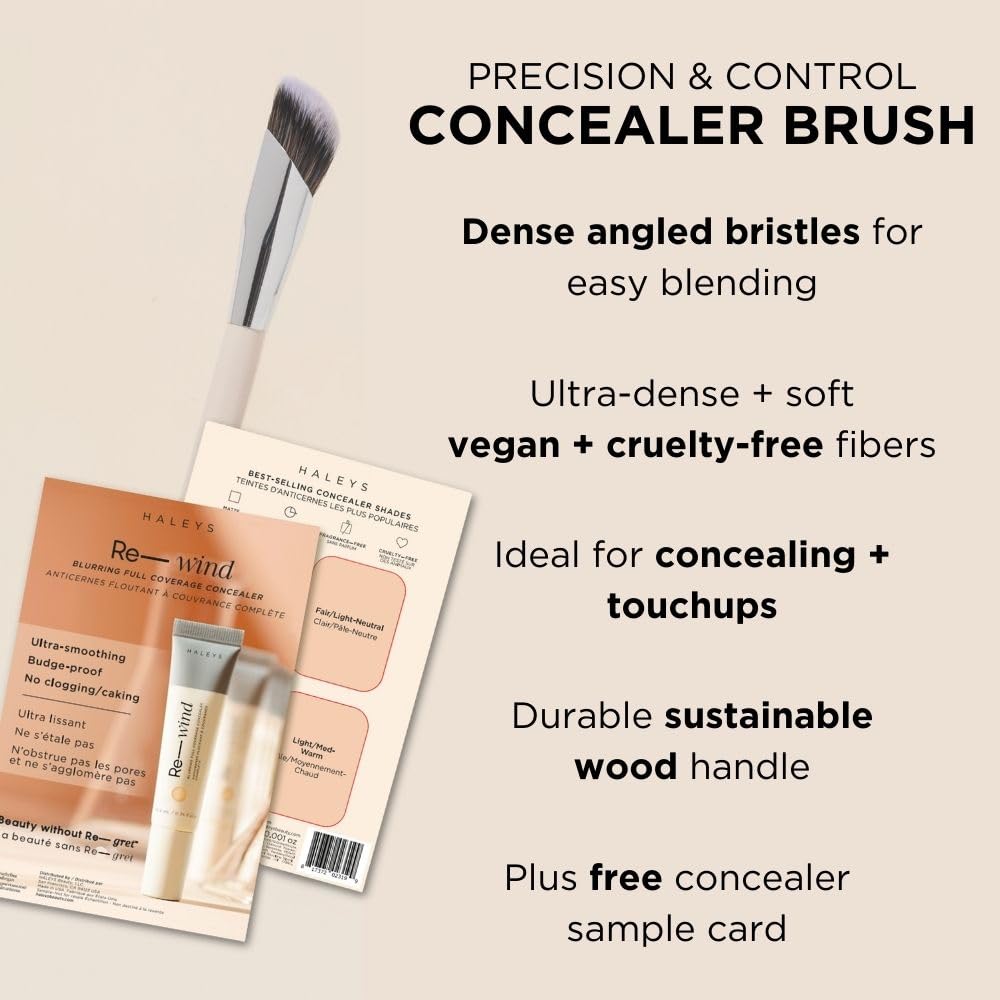 HALEYS Vegan Concealer Brush Sustainable Wood Handle Flawless Blending - Image 6