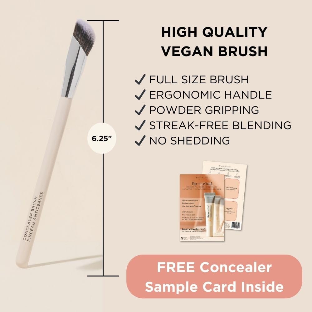 HALEYS Vegan Concealer Brush Sustainable Wood Handle Flawless Blending - Image 4