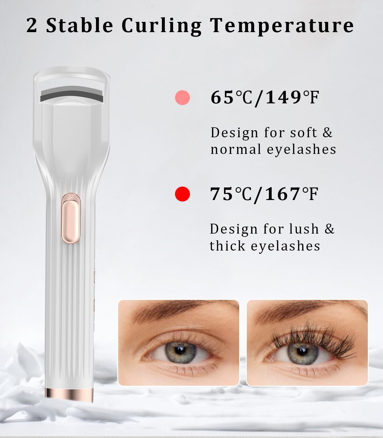 Rechargeable Heated Eyelash Curler Pro - White, 2 Heat Modes, Fast 8s Heat Up, Anti-Burn - Image 4