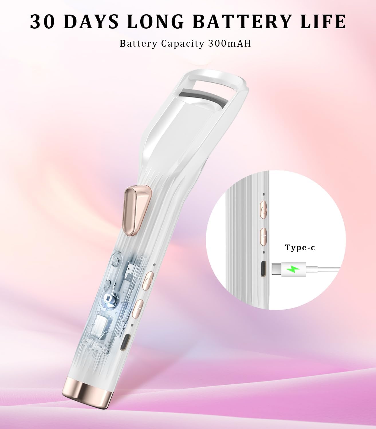 Rechargeable Heated Eyelash Curler Pro - White, 2 Heat Modes, Fast 8s Heat Up, Anti-Burn - Image 8