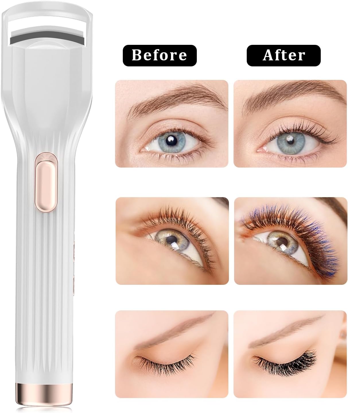 Rechargeable Heated Eyelash Curler PRO - Fast Heat-Up Electric Curler with 2 Modes, Black - Image 2