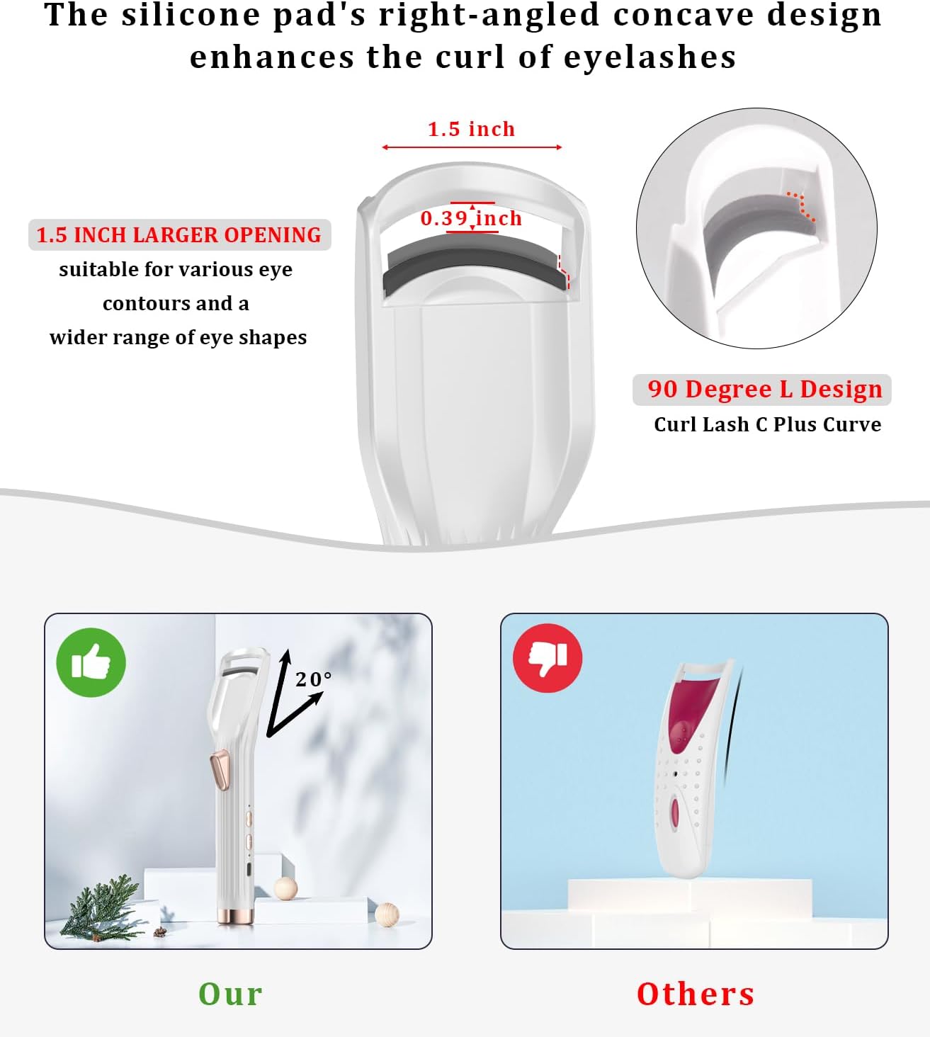 Rechargeable Heated Eyelash Curler PRO - Fast Heat-Up Electric Curler with 2 Modes, Black - Image 3
