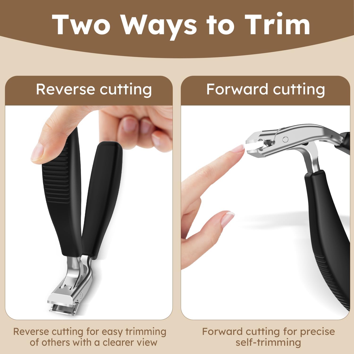 Heavy Duty Thick Toenail Clippers with Angled Head and Wide Jaw Opening, Non-Slip Grip - Image 4