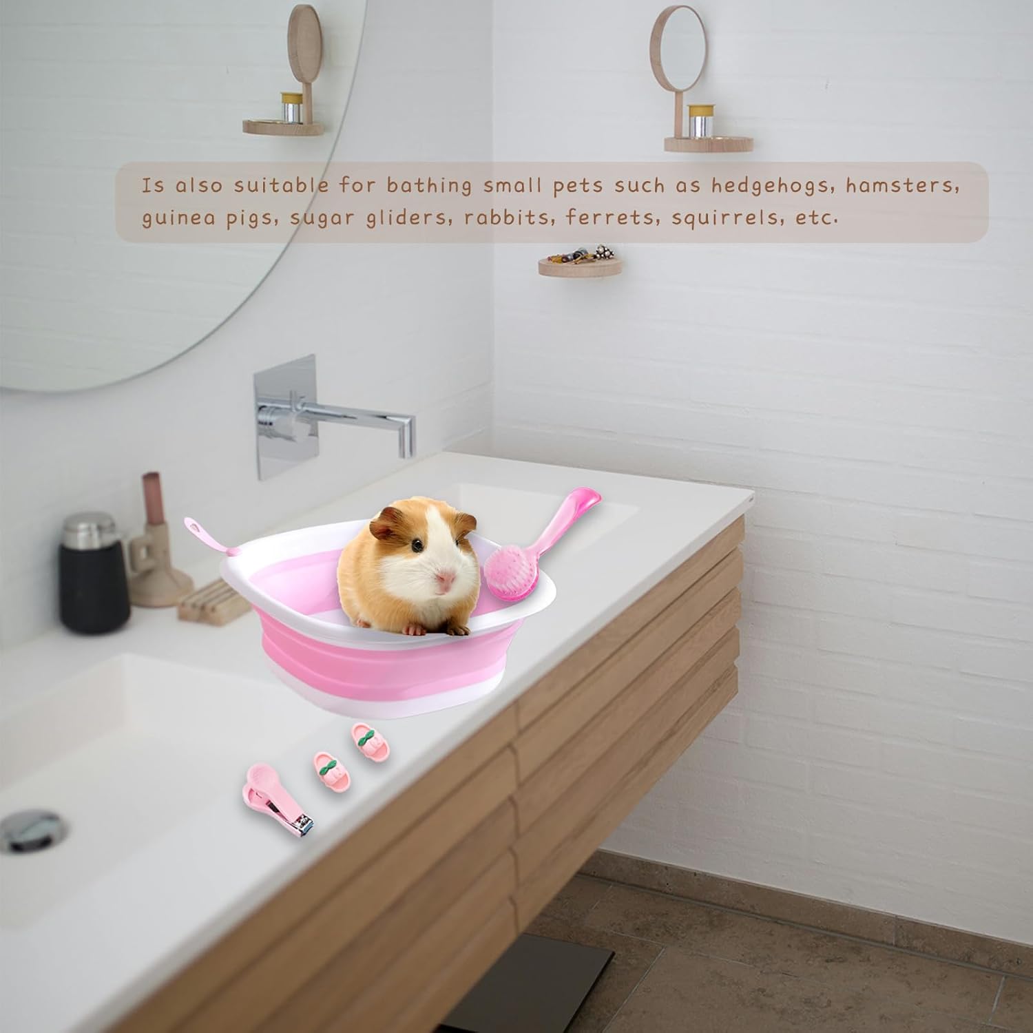 Hedgehog Bath Time Fun Set with Foldable Tub, Brush, Clippers, and Cozy Slippers - Image 7