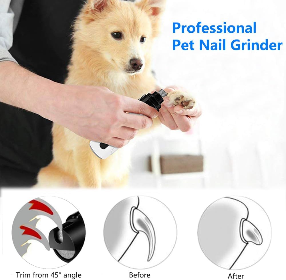 Heusom Silent Groom Pro Rechargeable Dog Nail Grinder, Includes 2 Grinding Heads - Image 2