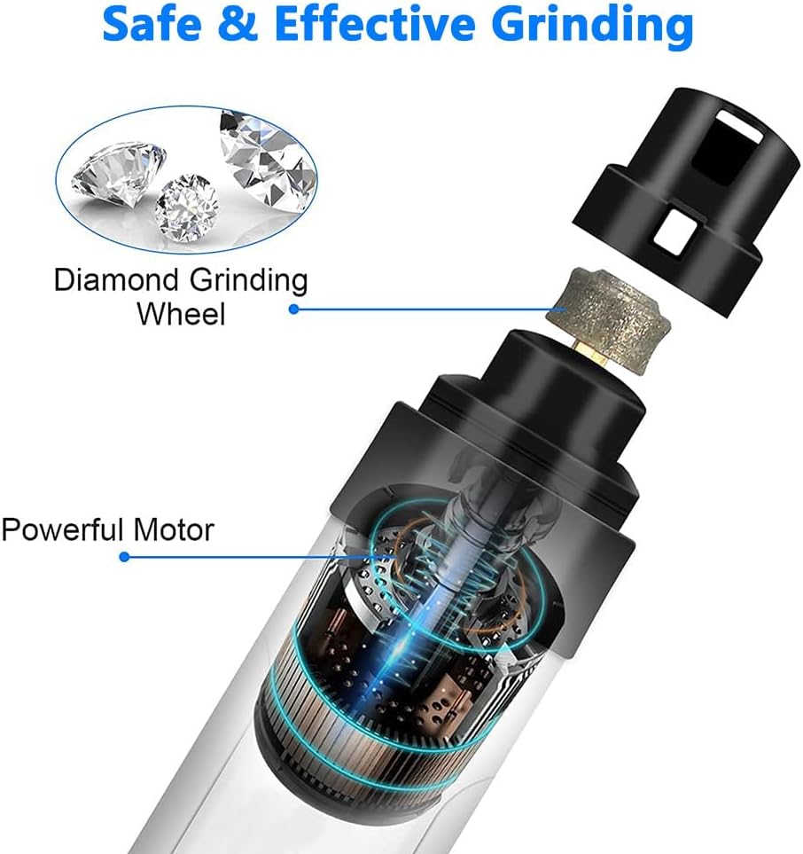 Heusom Silent Groom Pro Rechargeable Dog Nail Grinder, Includes 2 Grinding Heads - Image 3