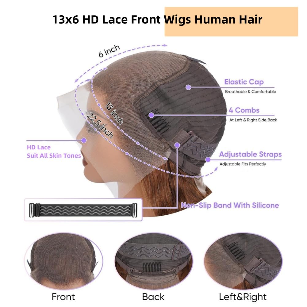 28 Inch Honey Blonde Ombre Body Wave Human Hair Wig 200 Density 13x6 HD Lace Front - Image 4