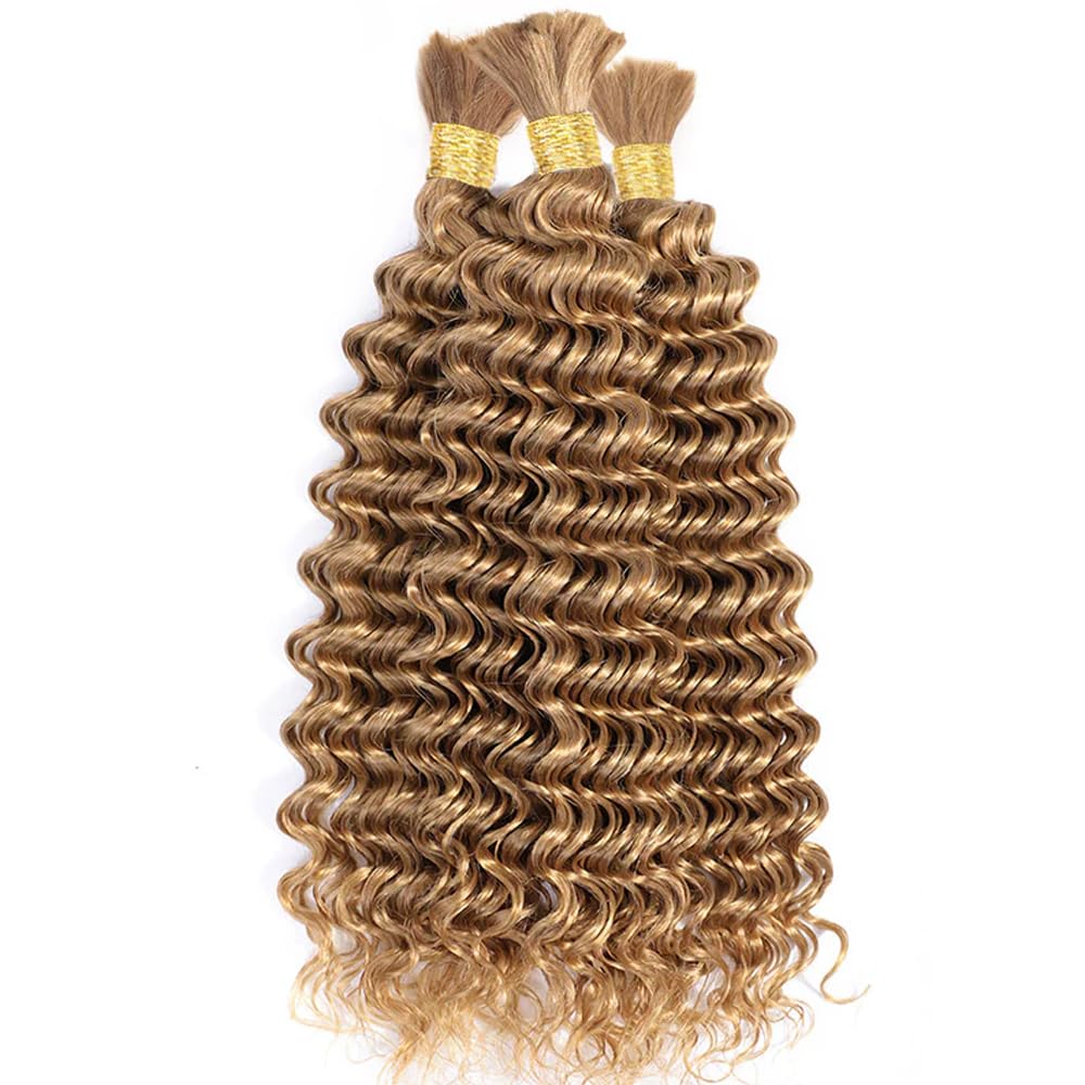 Honey Blonde Deep Wave Human Braiding Hair for Knotless Braids 2 Bundles 24 Inch - Image 4