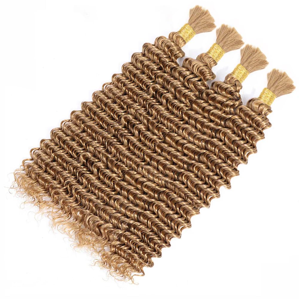 Honey Blonde Deep Wave Human Braiding Hair for Knotless Braids 2 Bundles 24 Inch - Image 3