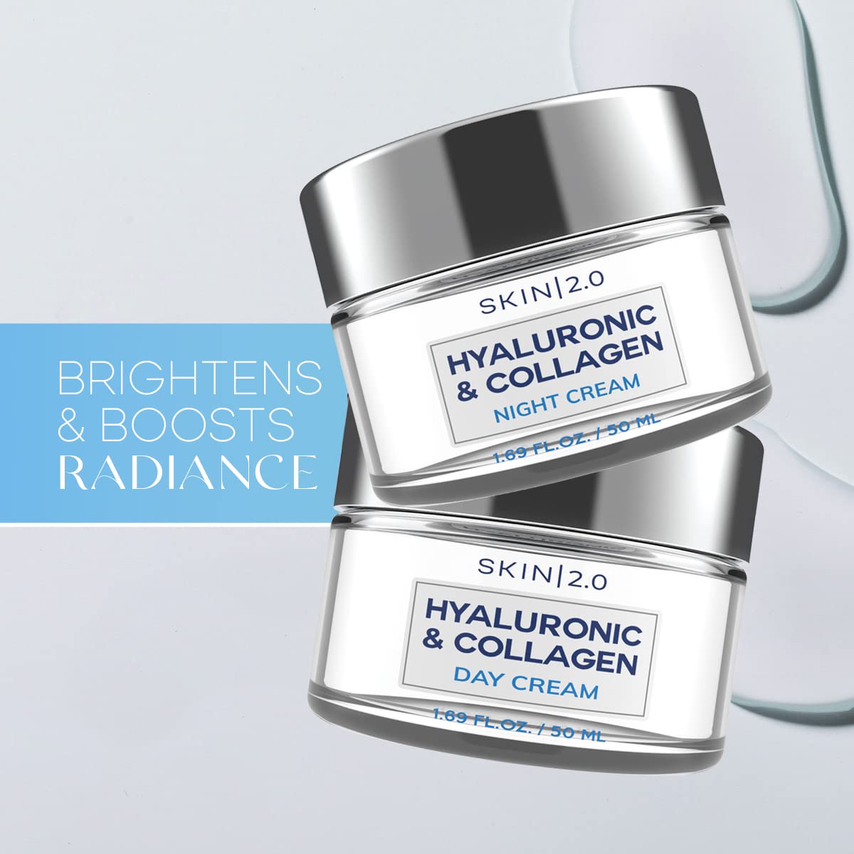 Hyaluronic Acid Collagen Face Moisturizer 1.69 Oz Day Night 2 Pack All Skin Types - Image 7
