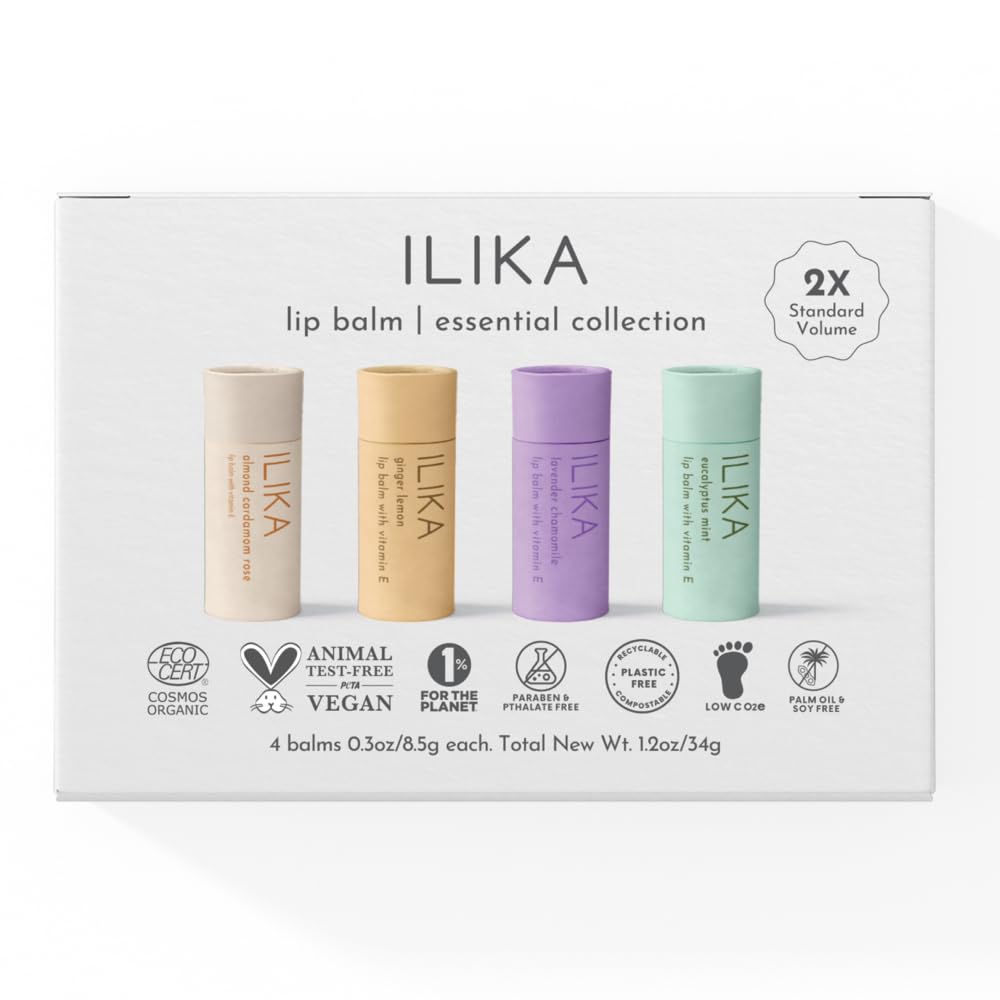 ILIKA Jumbo Organic Lip Balm 4 Pack, 100% Plant-Based, Vegan, Biodegradable Tube - Image 2
