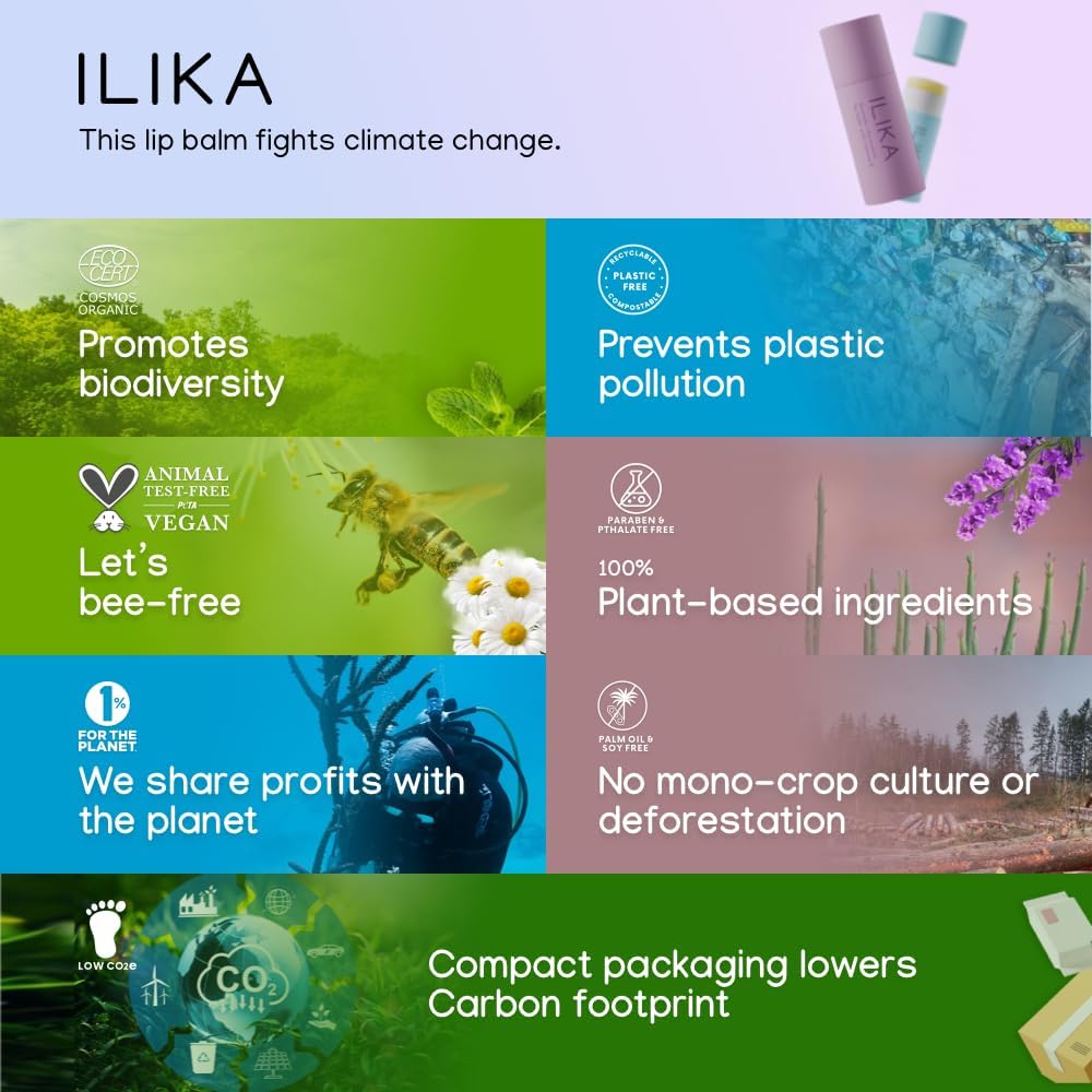 ILIKA Organic Lip Balm 2 Pack, Vegan, Plastic-Free, Ginger Lemon & Almond Cardamom Rose - Image 9