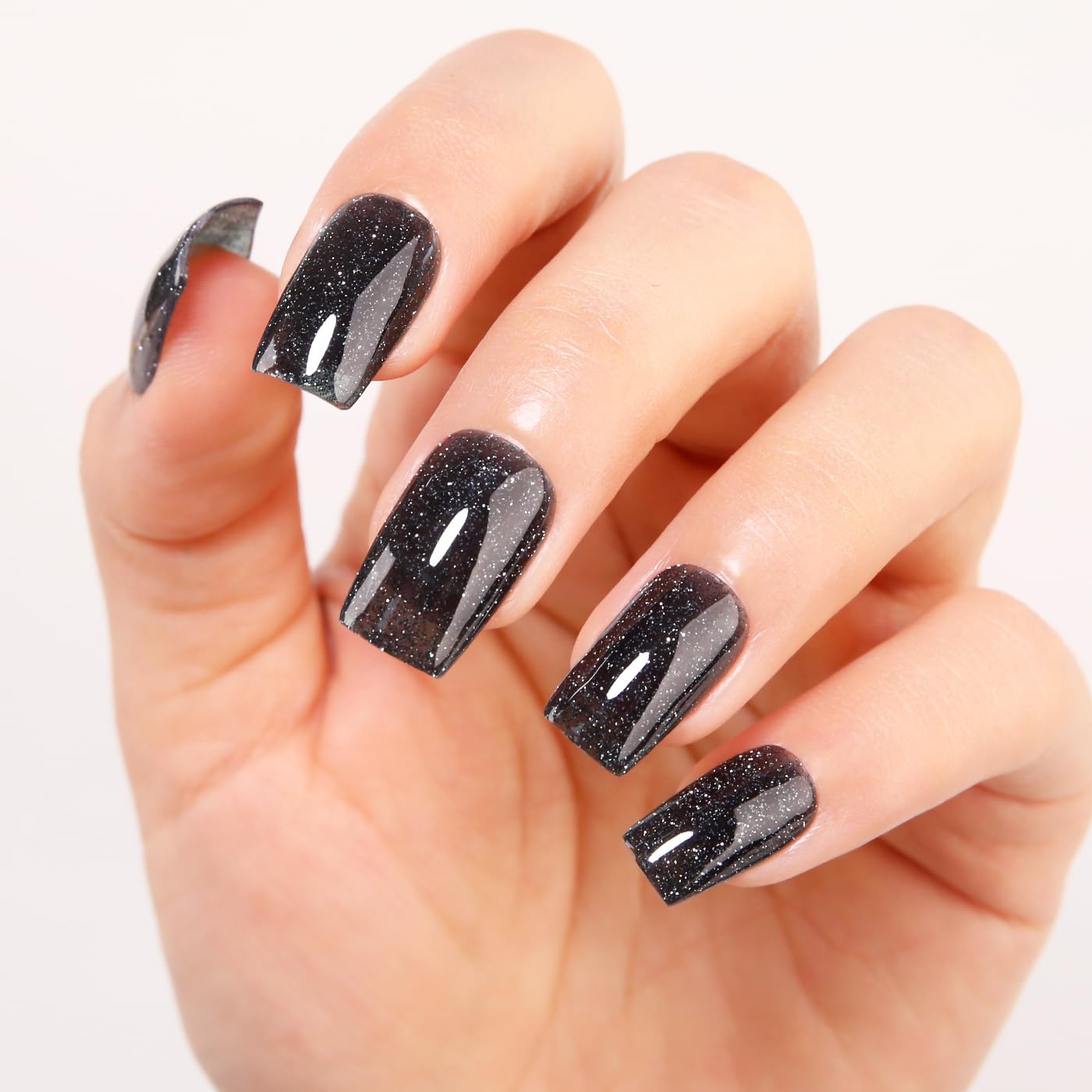 Imtiti 0.5 Fl Oz Black Glitter Gel Nail Polish for DIY Manicure and Art - Image 2