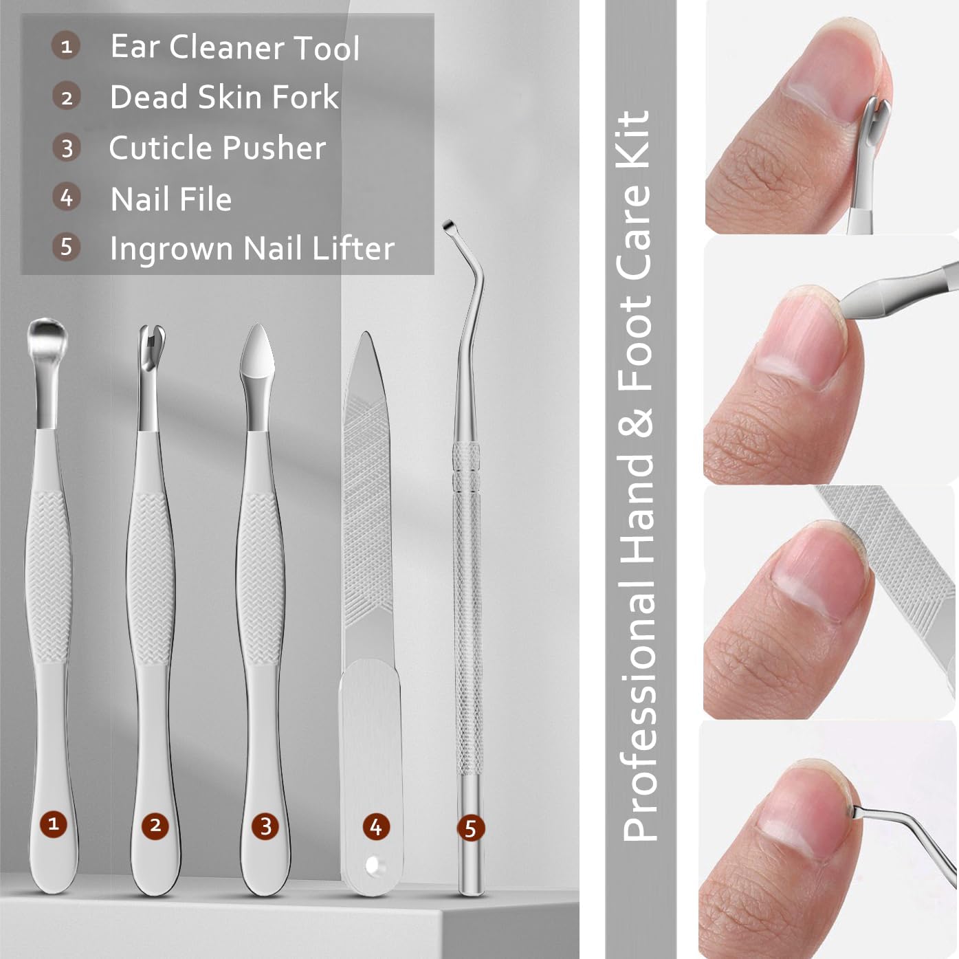Professional Ingrown Toenail Clipper Kit with Pedicure Tools for Thick Nails and Callus Removal - Image 5