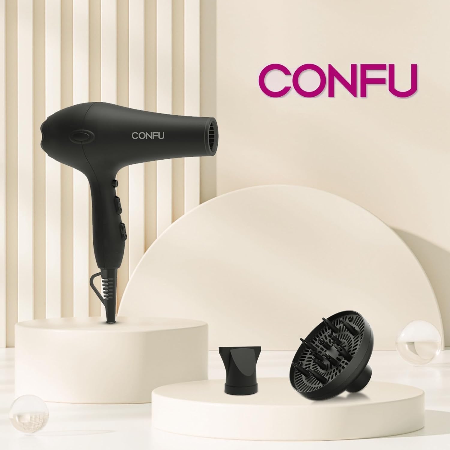 CONFU Professional Ionic Hair Dryer with Diffuser, AC Motor, Fast Drying Low Noise for Men Women - Image 8