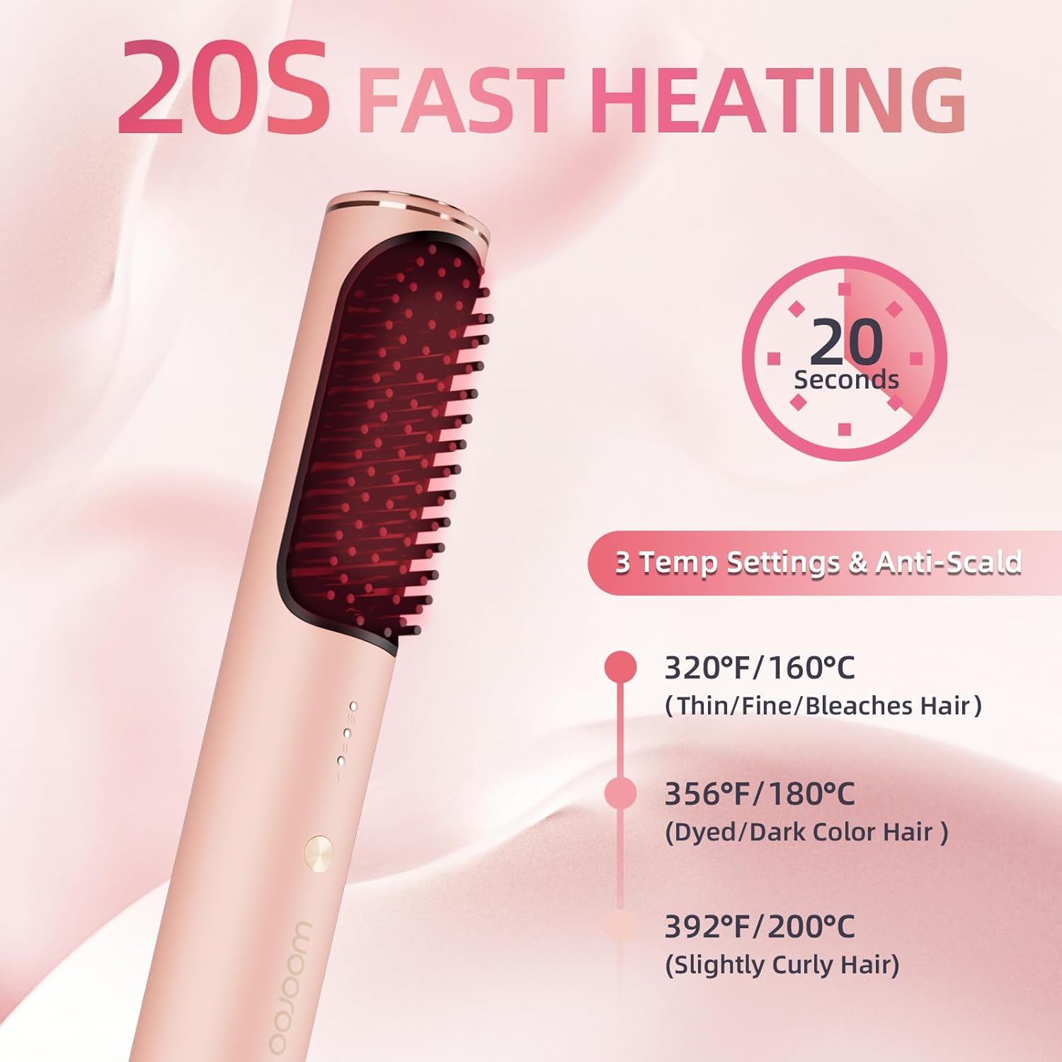 Ionic Ceramic Hair Straightener Brush for Women, Anti-Scald Design, Fast Heating, Home Use - Image 4
