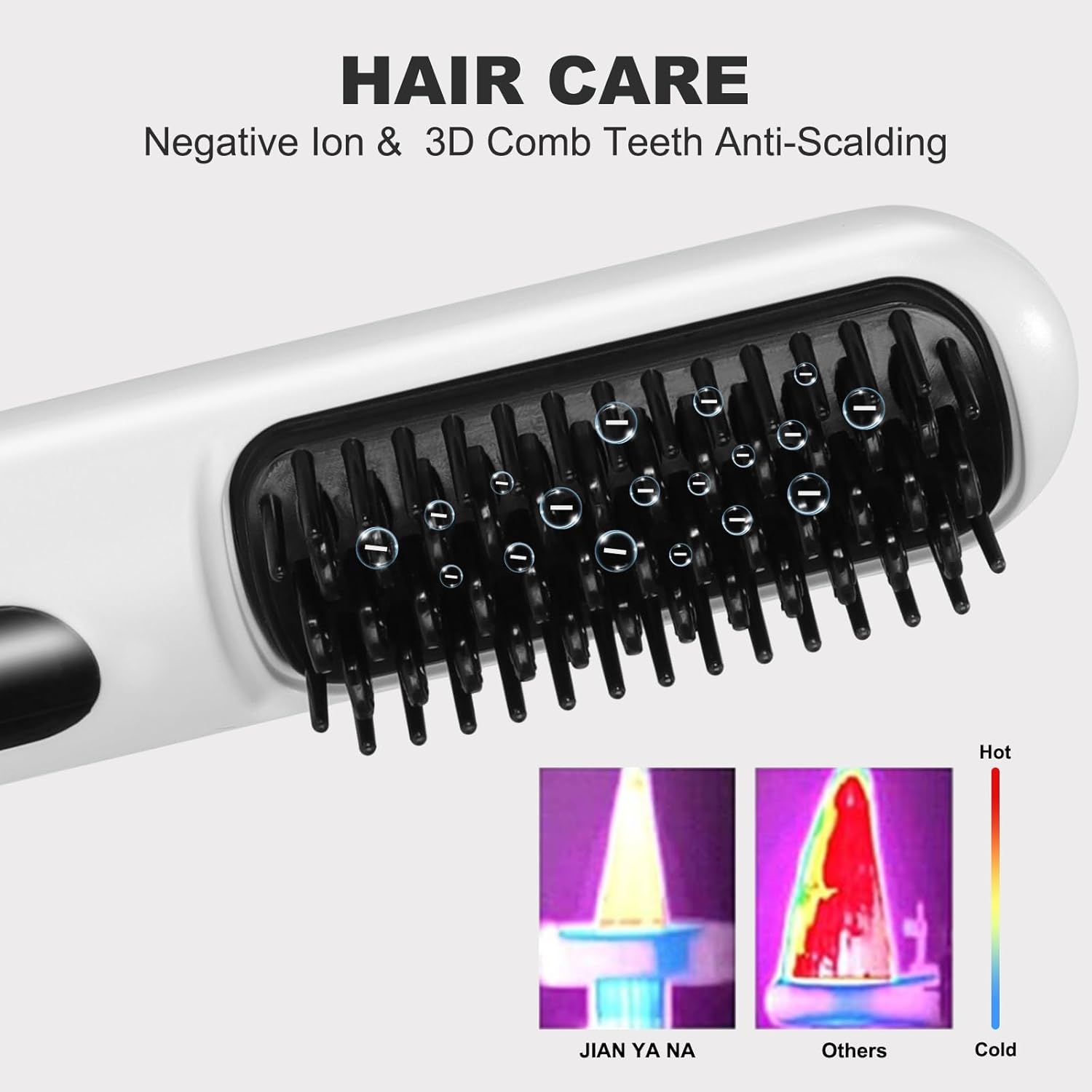 JIAN YA NA Mini Portable Cordless Hair Straightener Brush, USB Rechargeable, 1.69 Inch Width, White - Image 4