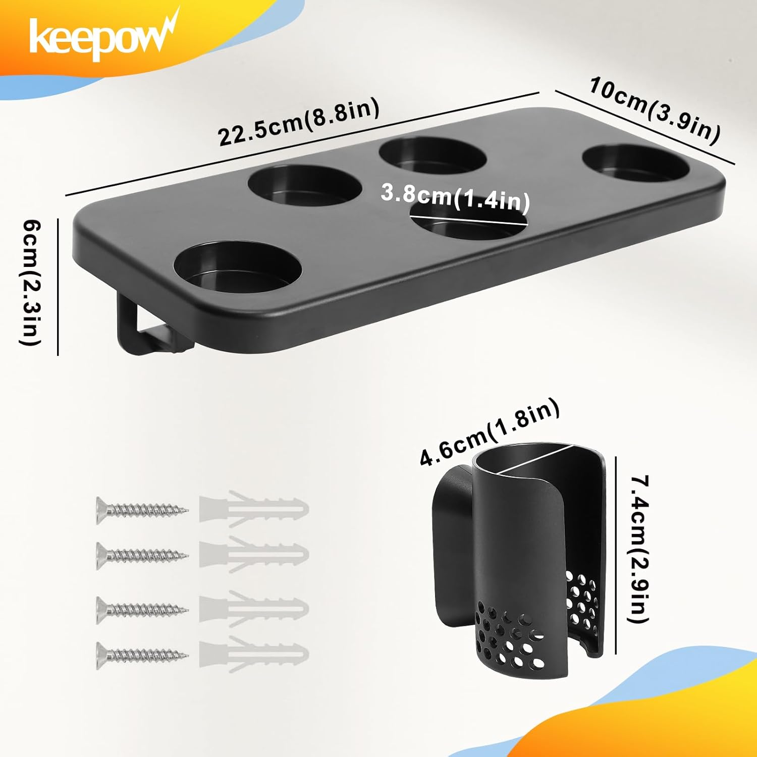KEEPOW Wall Mount Hair Dryer Holder for Shark Flexstyle, Brush & Dryer Stand, Bathroom Organizer - Image 6