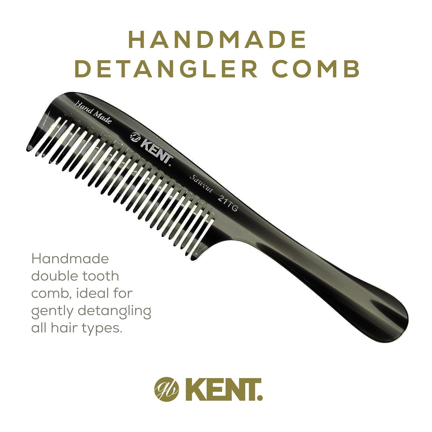 Kent 21T Large Black Graphite Detangling Comb for Curly Wavy Hair, Handmade, Double Wide Tooth - Image 3