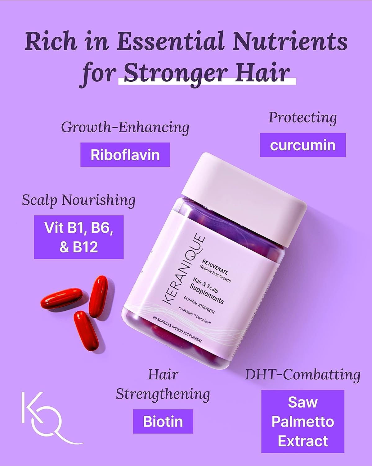 Keranique 30-Day Hair Growth System with KeraViatin Vitamins, Biotin, and Lift Spray - Image 3