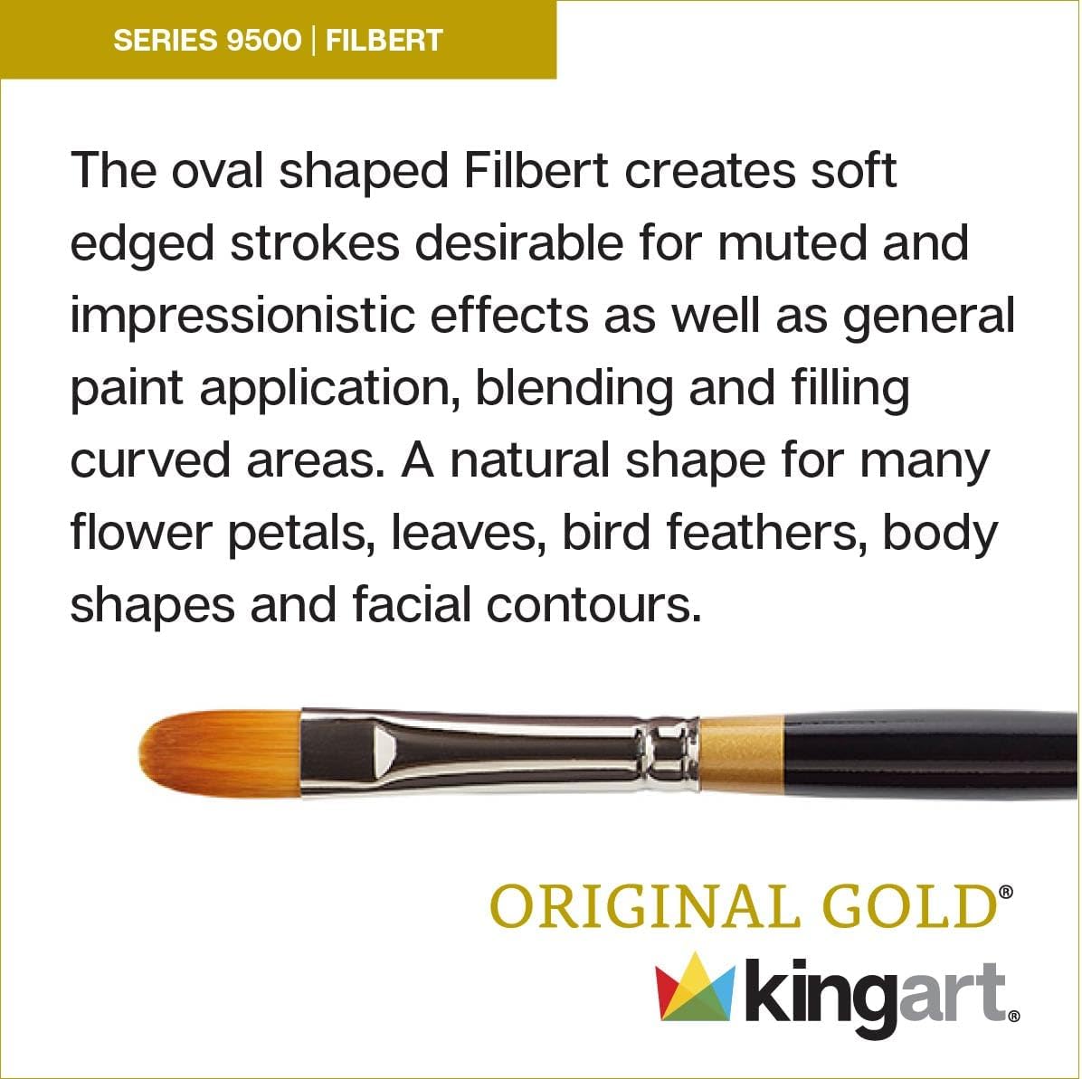KINGART B-011 Premium 5 Piece Filbert Artist Brush Set Synthetic Taklon Short Handle 5 Sizes - Image 4