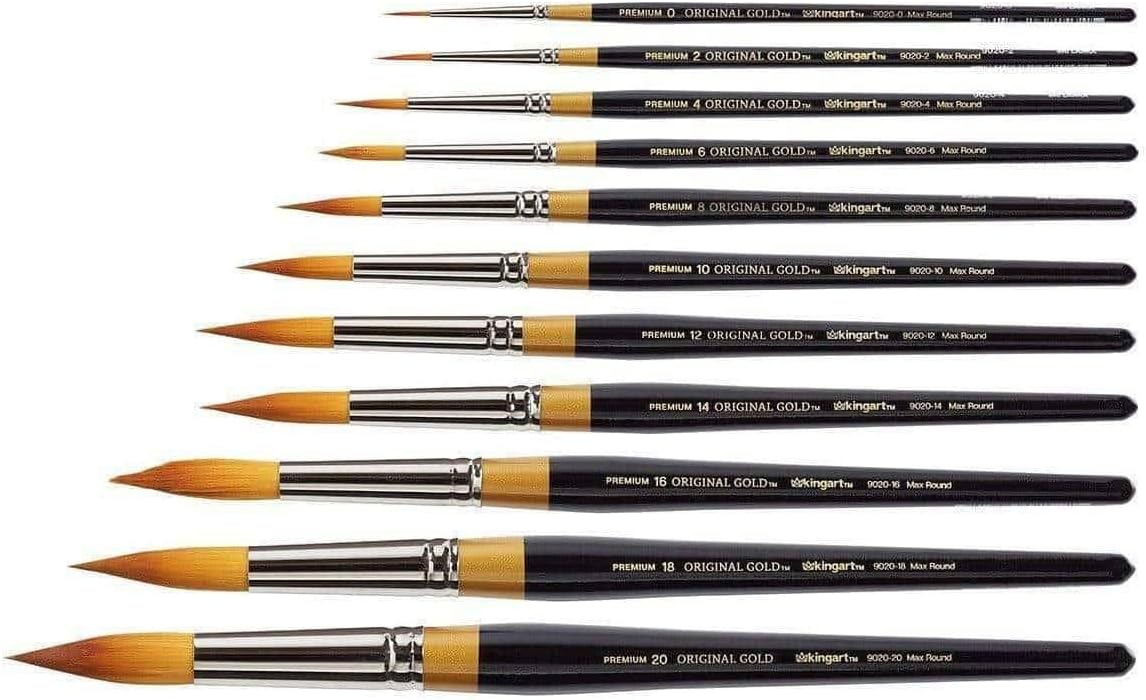 KINGART B-028 11 Piece Artist Brush Set, Ultra Round, Synthetic Taklon Hair, Short Handle, Sizes 0-20 - Image 3