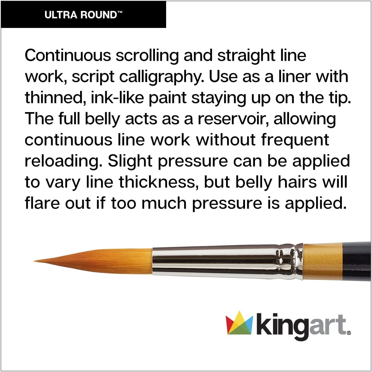 KINGART B-028 11 Piece Artist Brush Set, Ultra Round, Synthetic Taklon Hair, Short Handle, Sizes 0-20 - Image 4