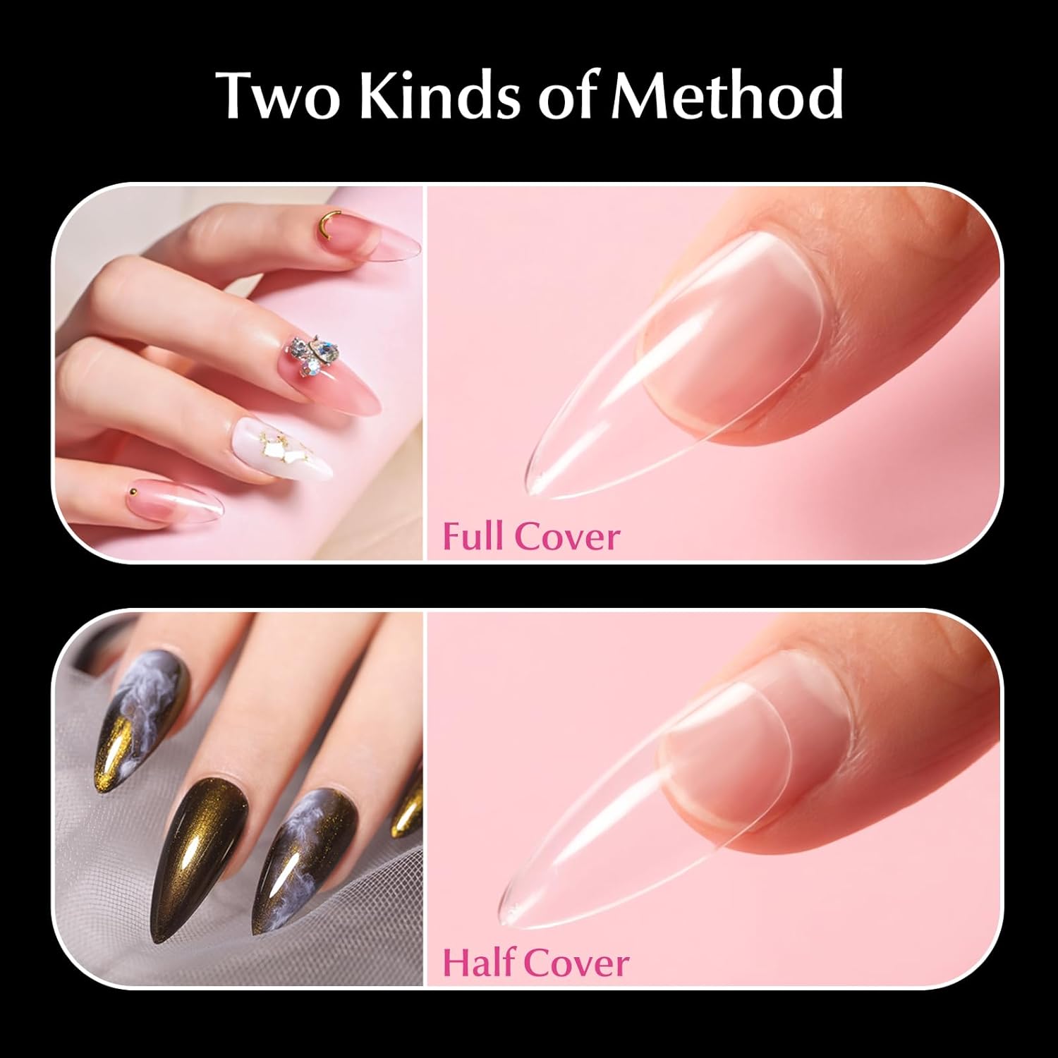 Krofaue 240 Pcs Clear Soft Gel Short Almond Nail Tips for DIY Art - Image 5