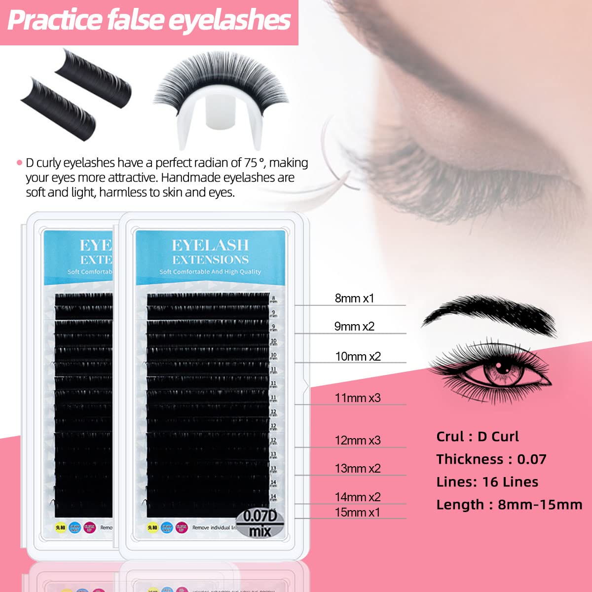 Beginner Lash Extension Kit 35pc with Mannequin Head, USB Fan, Shampoo, Practice Strips - Image 7