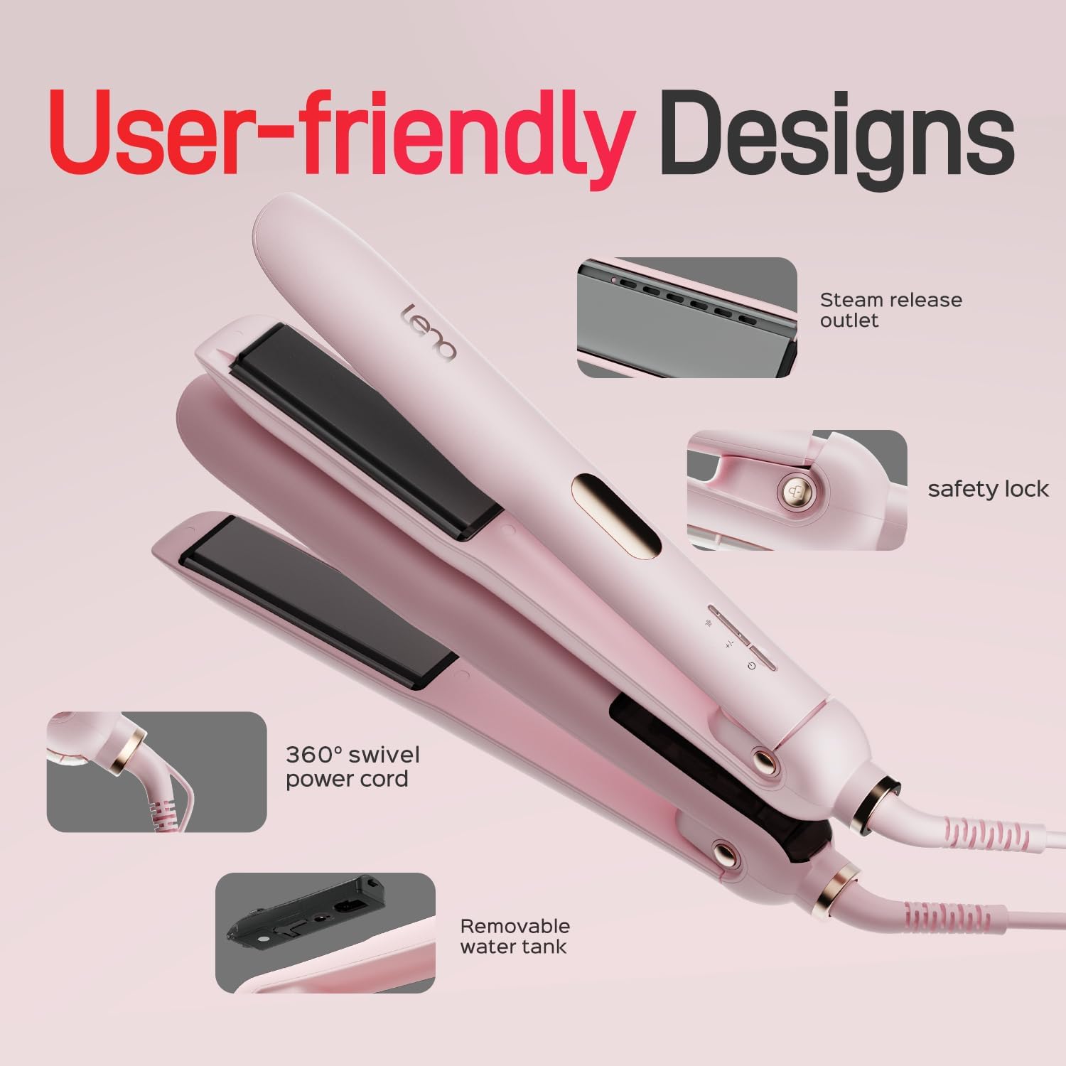 LENA H11 Titanium Flat Iron Straightener Professional Styling Tool Adjustable Temps LED Display Dual Voltage - Image 5