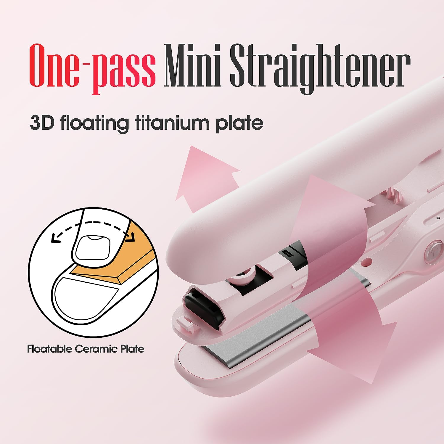 LENA H3A Portable Mini Hair Straightener Titanium Plates 360° Swivel Cord Adjustable Temps - Image 2