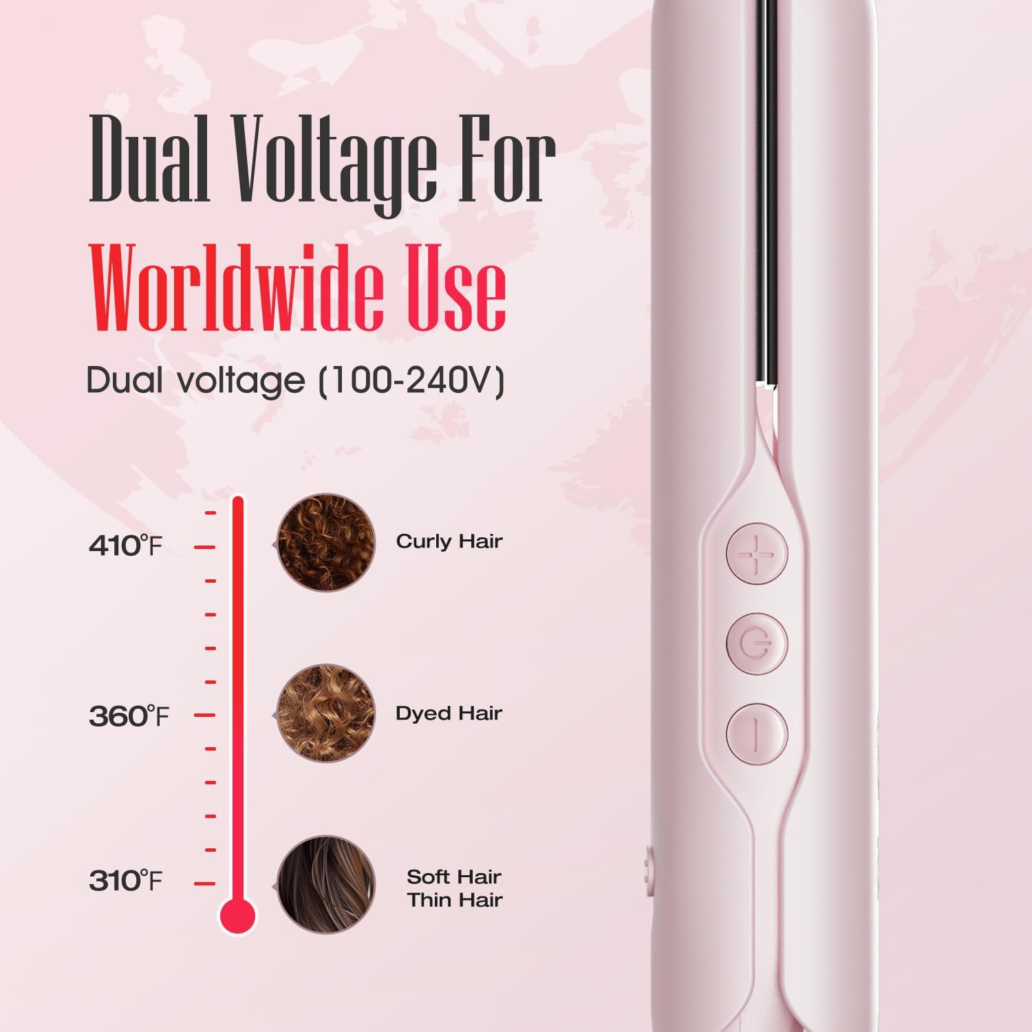 LENA H3A Portable Mini Hair Straightener Titanium Plates 360° Swivel Cord Adjustable Temps - Image 7