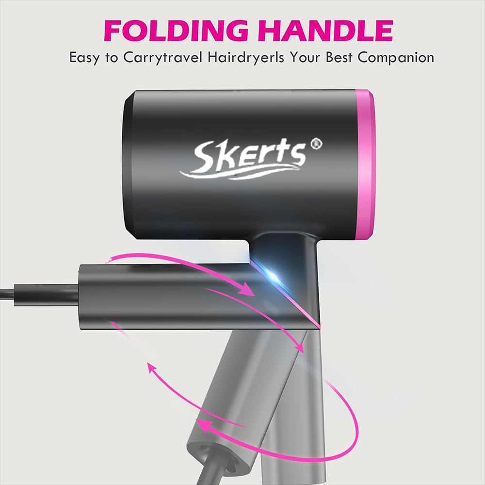 1800W Professional Lightweight Ion Hair Dryer with Foldable Handle for Quick Drying - Image 6