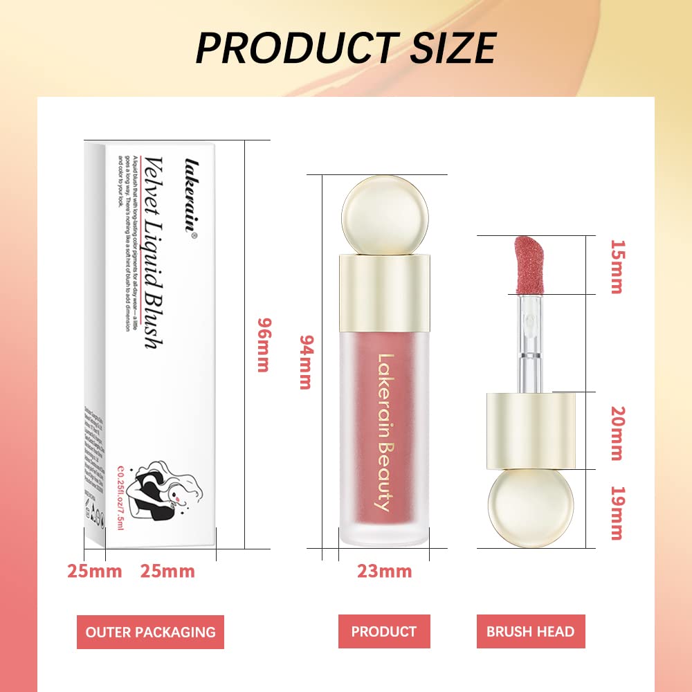 Velvet Cream Liquid Blush Stick for Cheeks Waterproof Long Lasting 0.35 oz - Image 8