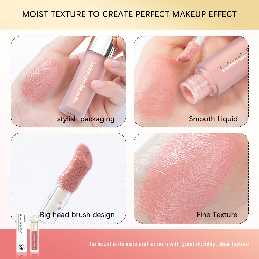 Velvet Cream Liquid Blush Stick for Cheeks Waterproof Long Lasting 0.35 oz - Image 5