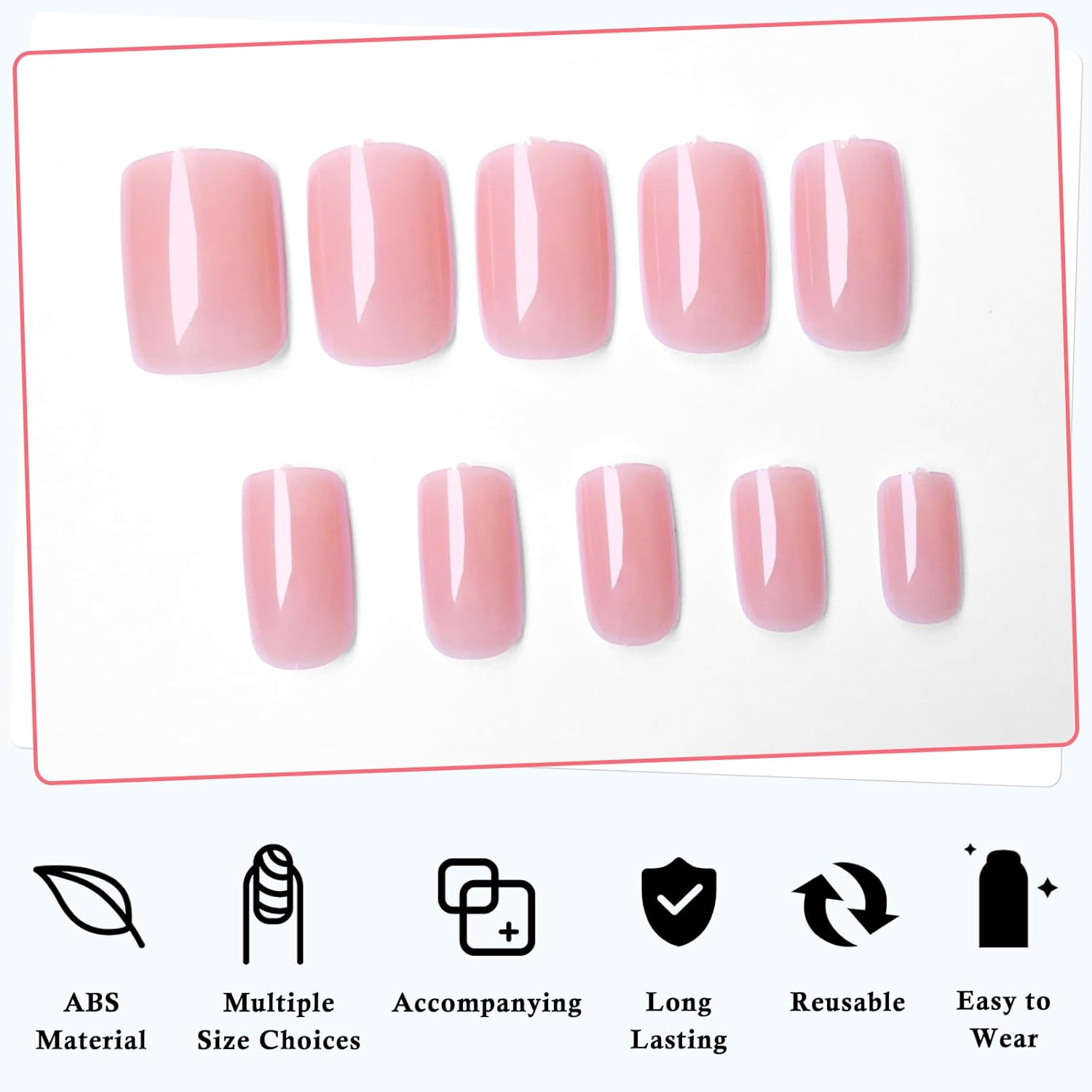LoveOurHome 240pc Short Square Press-On Nails with Adhesive Tabs for Women and Girls - Image 3