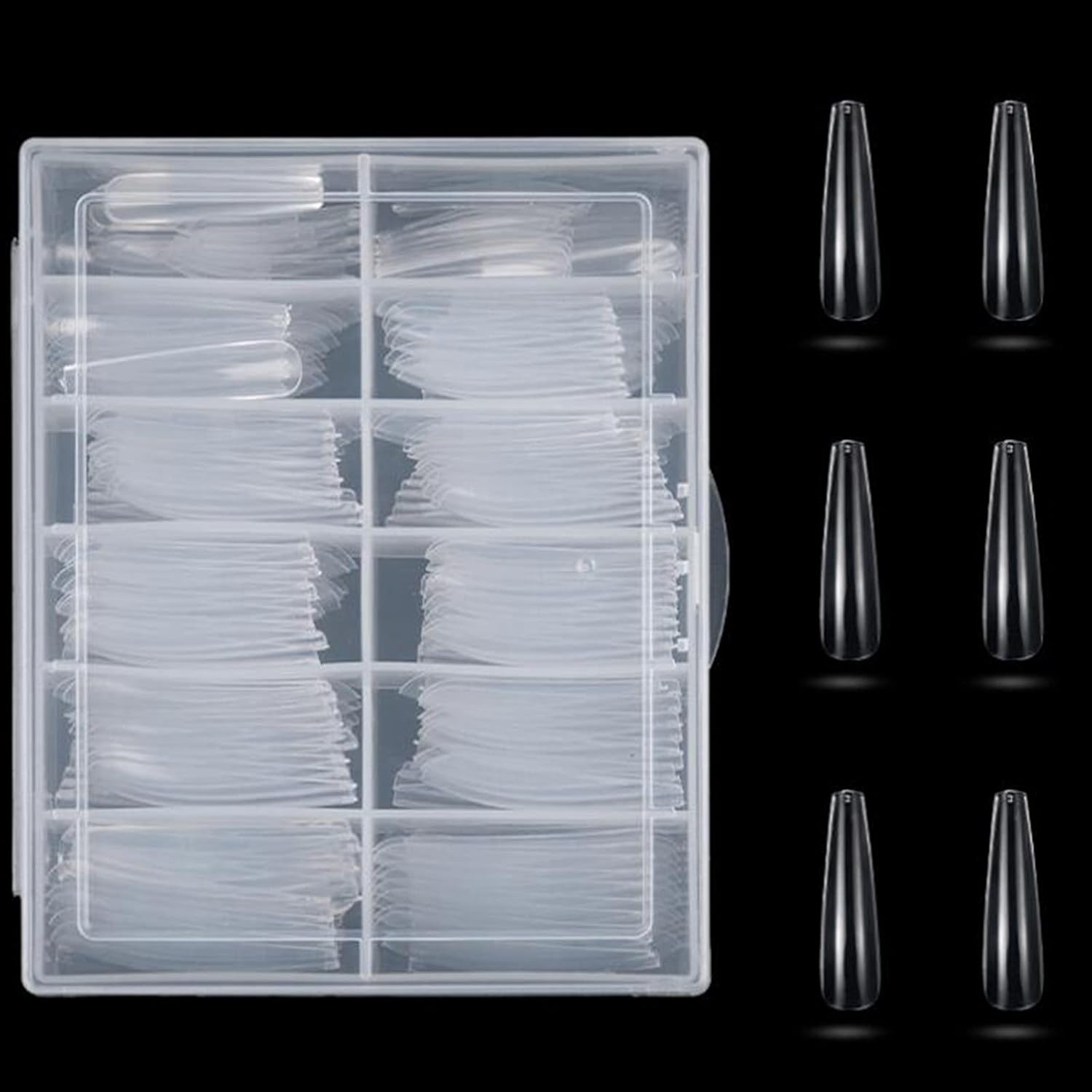 LoveOurHome XL Ballerina Acrylic Nail Tips Full Cover 240 Piece Set 12 Sizes ABS - Image 6