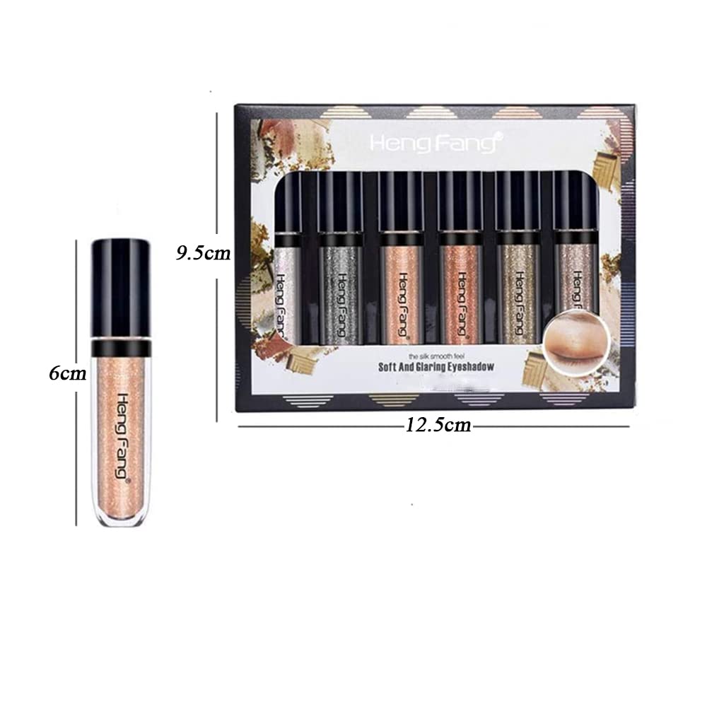Lucoss 6 Color Shimmer Metallic Liquid Eyeshadow Set Waterproof Long Lasting - Image 7