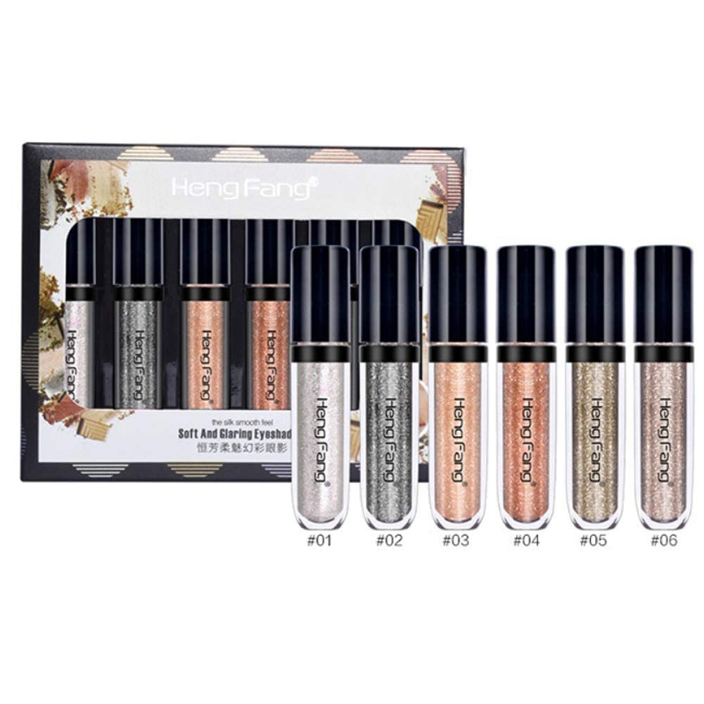 Lucoss 6 Color Shimmer Metallic Liquid Eyeshadow Set Waterproof Long Lasting - Image 6