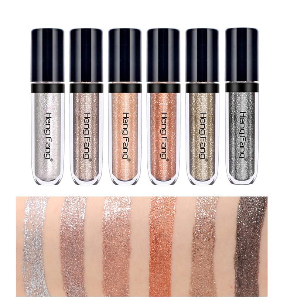 Lucoss 6 Color Shimmer Metallic Liquid Eyeshadow Set Waterproof Long Lasting - Image 3