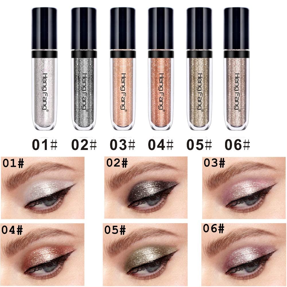 Lucoss 6 Color Shimmer Metallic Liquid Eyeshadow Set Waterproof Long Lasting - Image 2