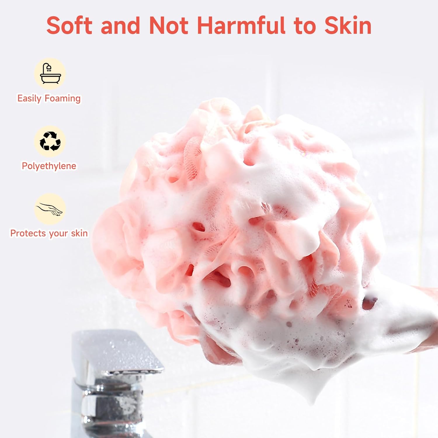 Exfoliating Luffa Loofah Bath Sponge Pouf 50g Set 4 Colors for Men Women - Image 2