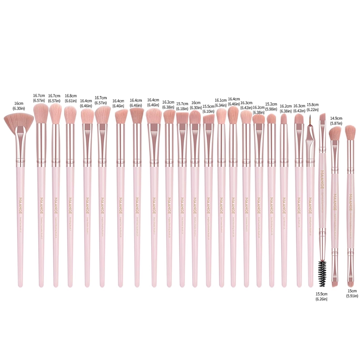 MAANGE 41 Piece Premium Synthetic Makeup Brush Set for Contour, Blush, Eyeshadow in Pink - Image 9