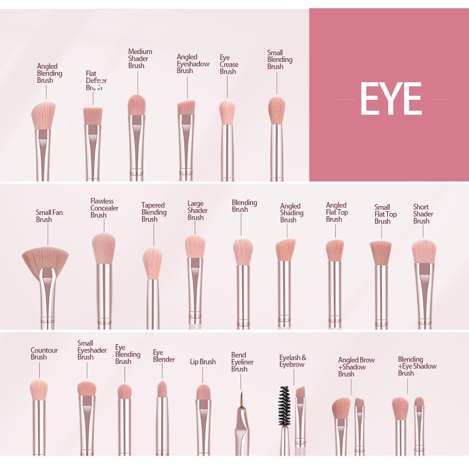 MAANGE 41 Piece Premium Synthetic Makeup Brush Set for Contour, Blush, Eyeshadow in Pink - Image 2